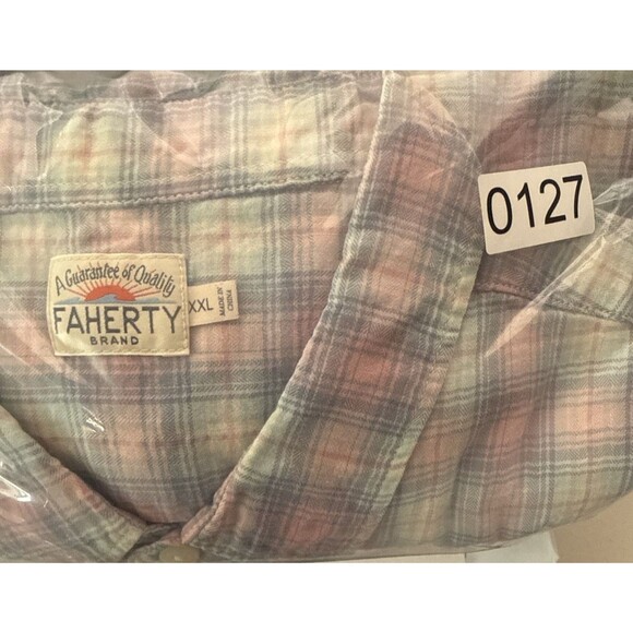 Faherty Blue Pink White Plaid Long Sleeve Cotton Men's Shirt Size XXL - Picture 14 of 14